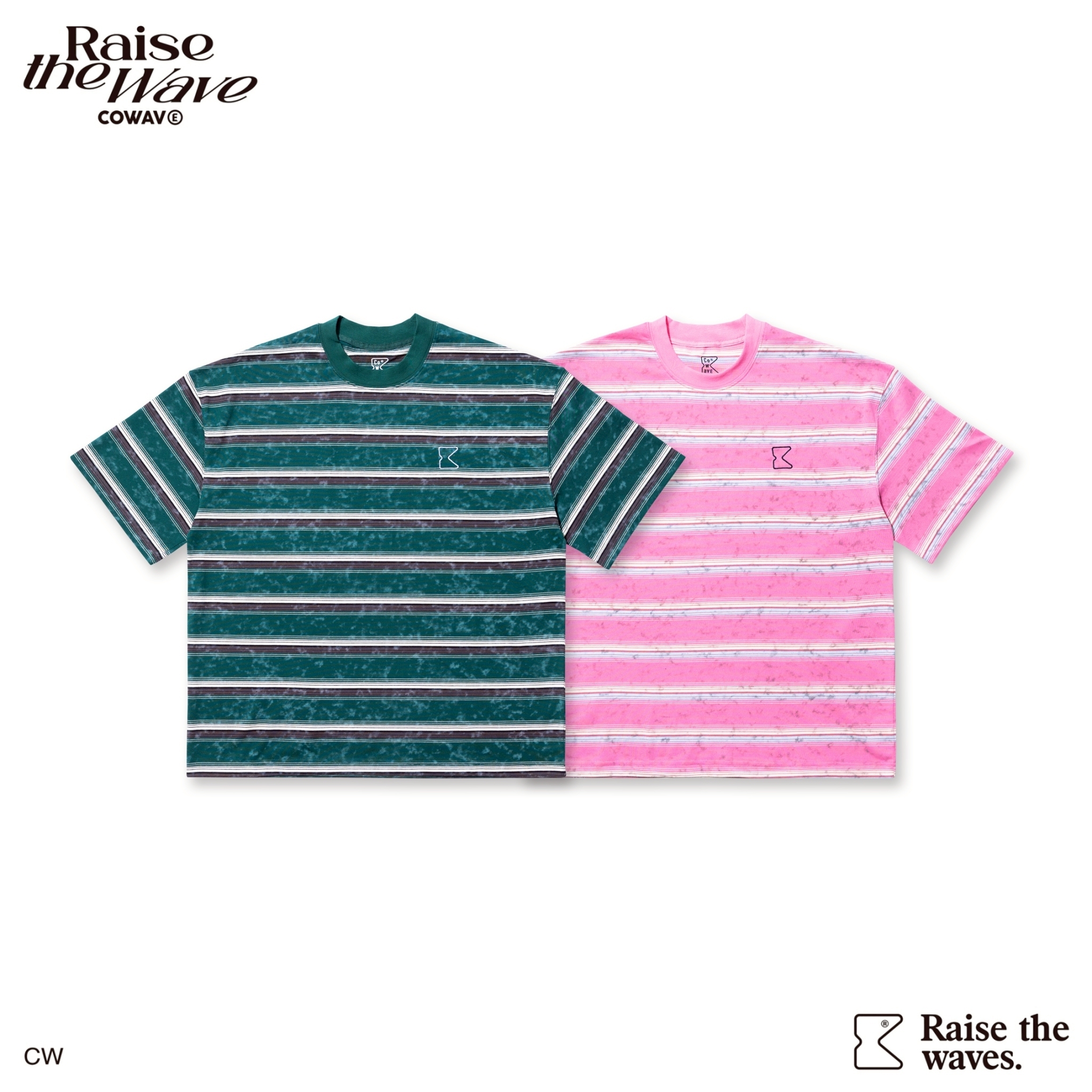 COWAVE 2025 Spring & Summer Washed stripe Tee
