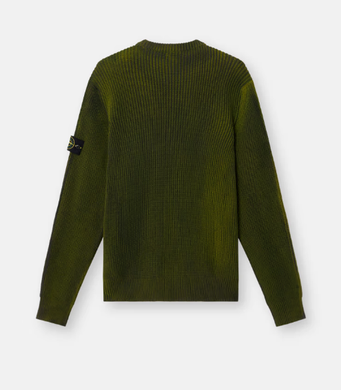 STONE ISLAND  雙色噴霧和漁夫羅紋細節圓領毛衣  JUN25