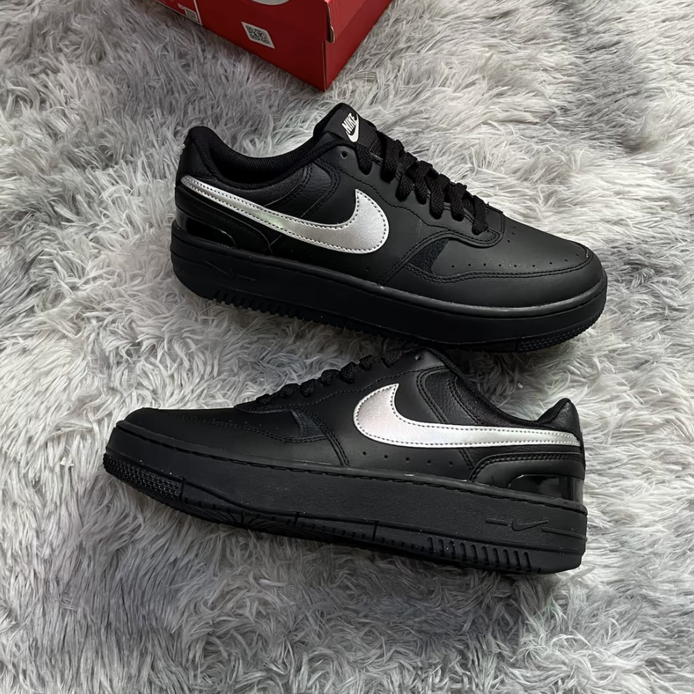 Nike Gamma Force 黑銀 厚底 皮革 透氣 運動休閒鞋 女鞋