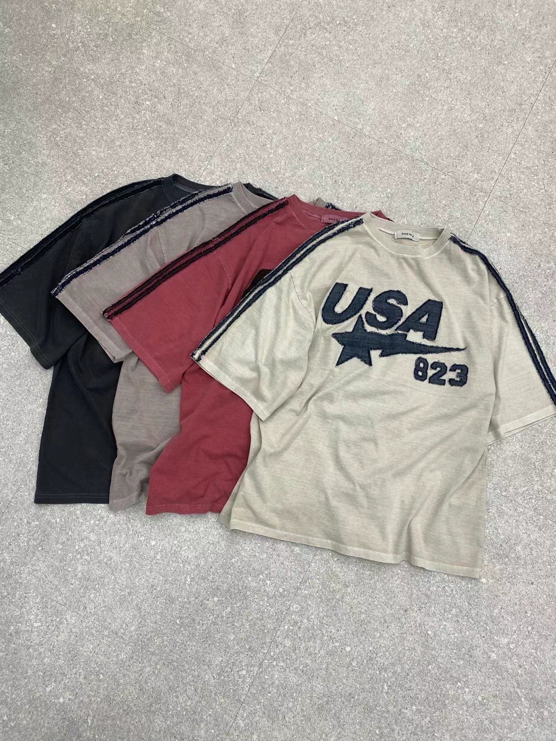 洗水英文字圖案短袖Tee And More-079T