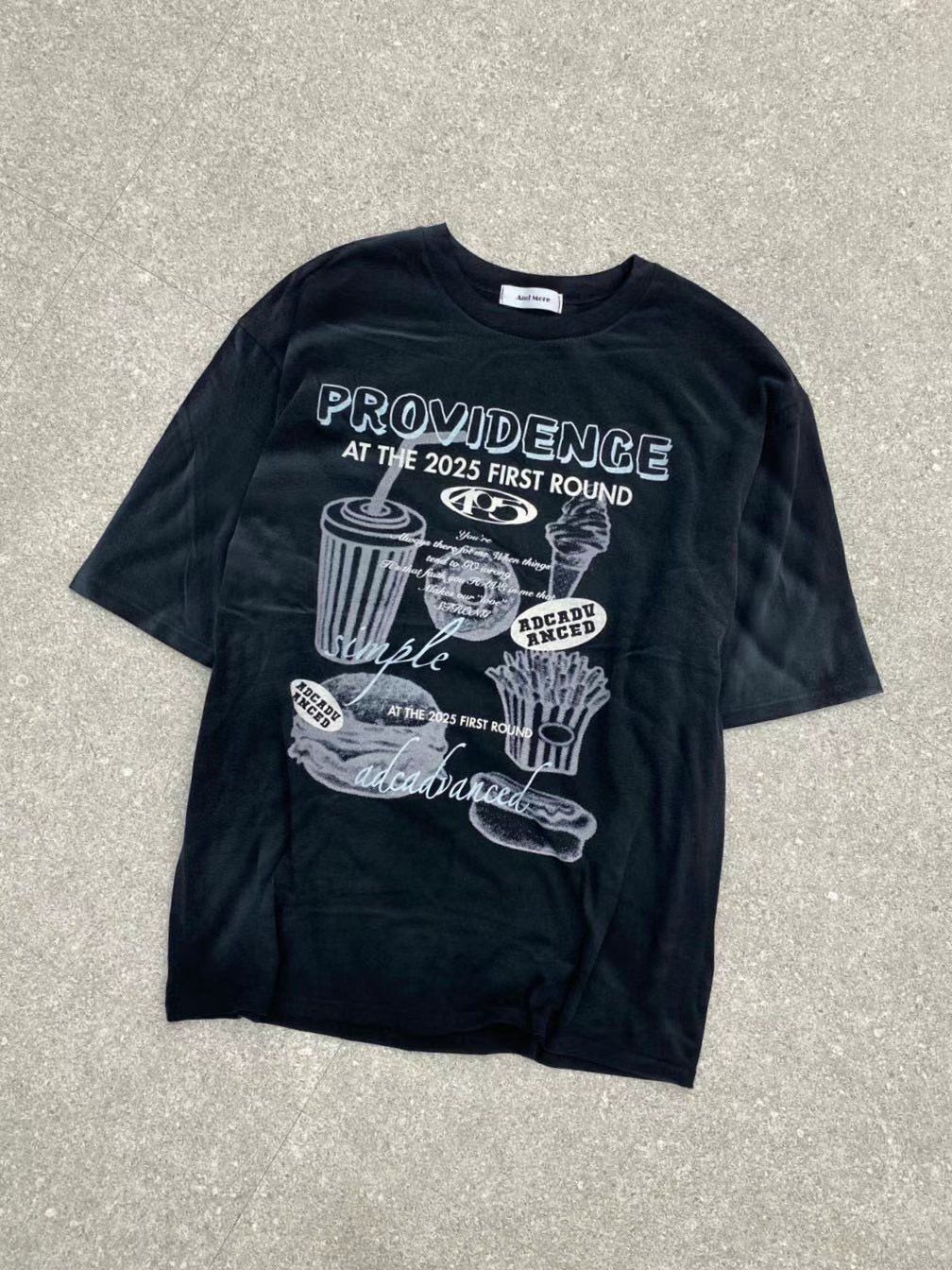 洗水英文字圖案短袖Tee And More-085T