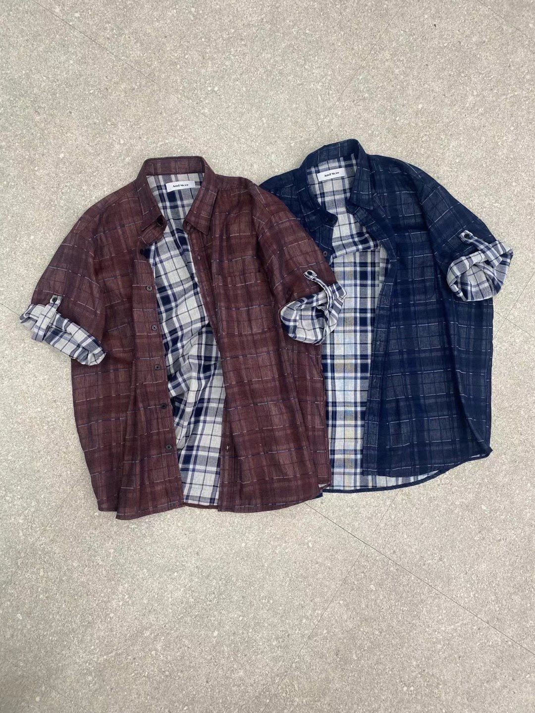 格仔短袖恤衫 And More-086S