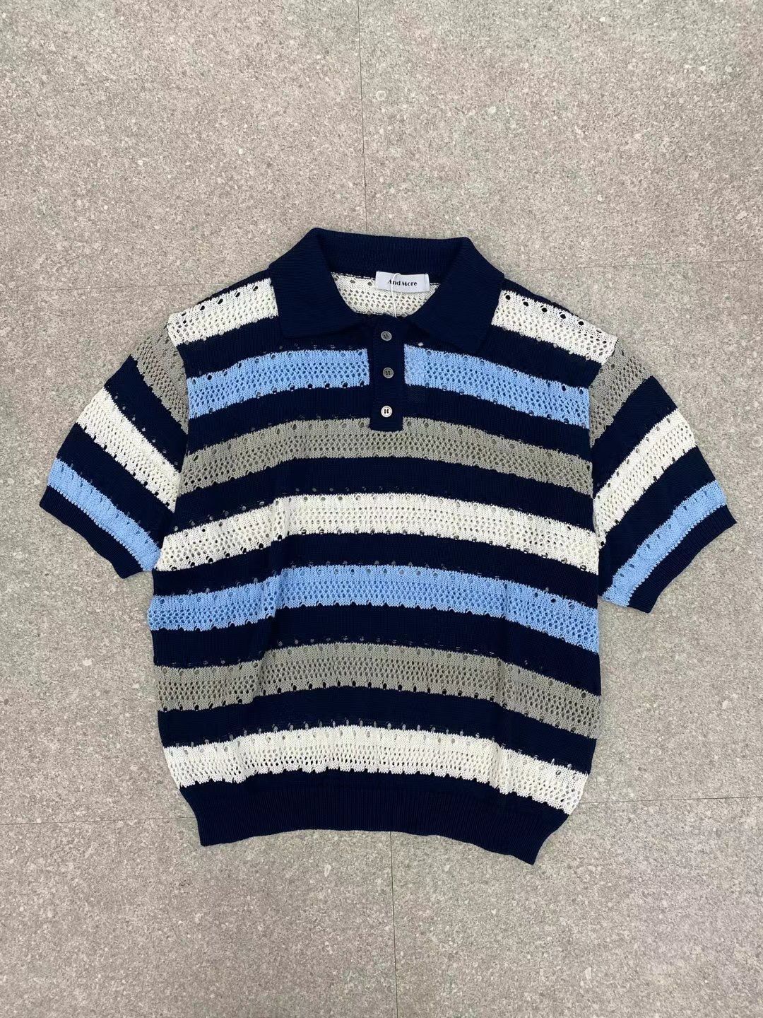 橫間短袖針織Polo Tee And More-088T