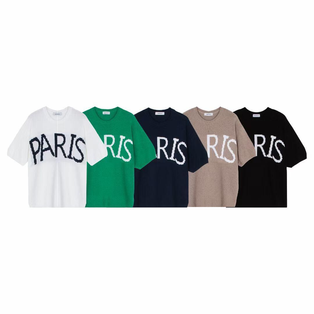 英文字針織短袖Tee And More-090T