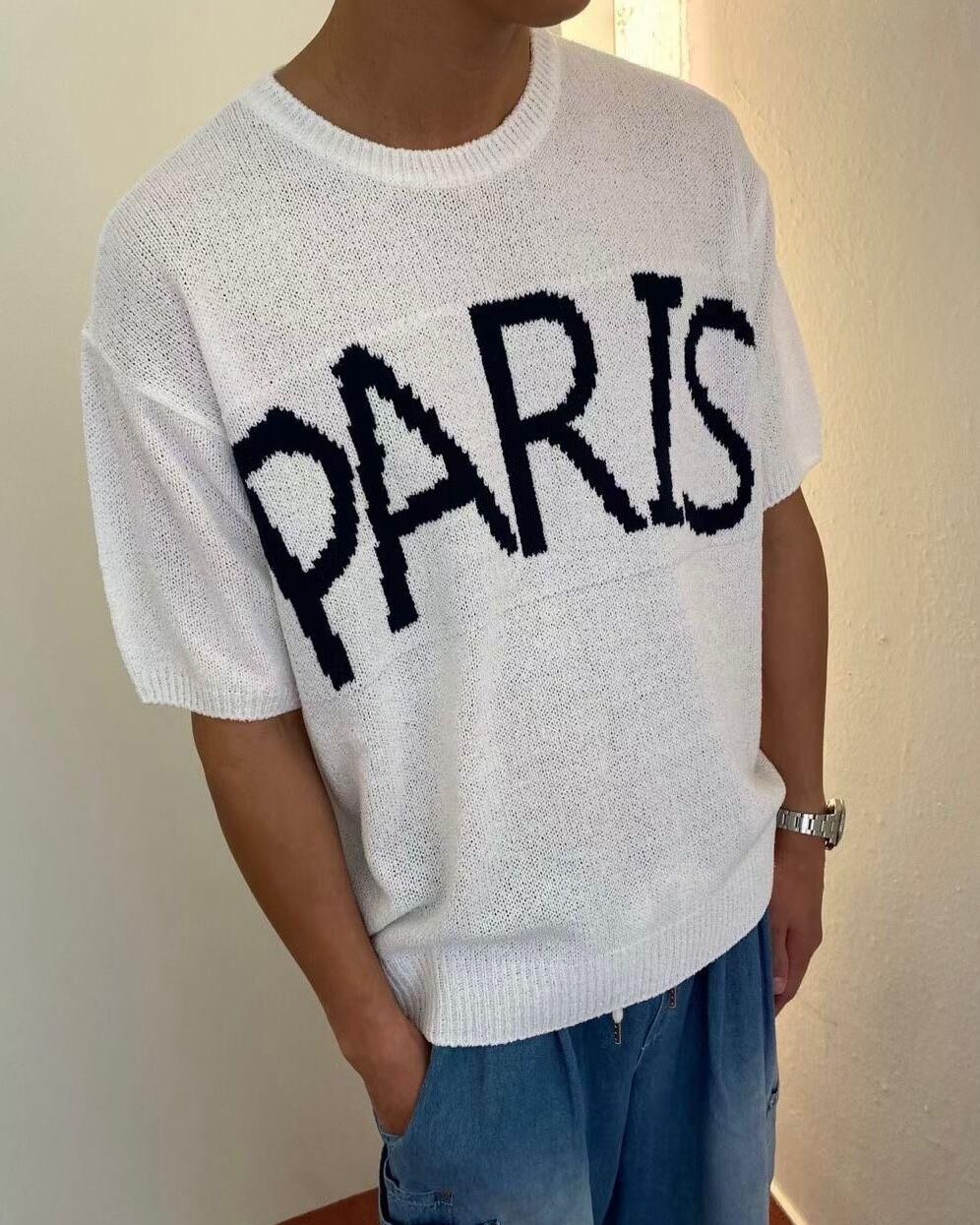 英文字針織短袖Tee And More-090T