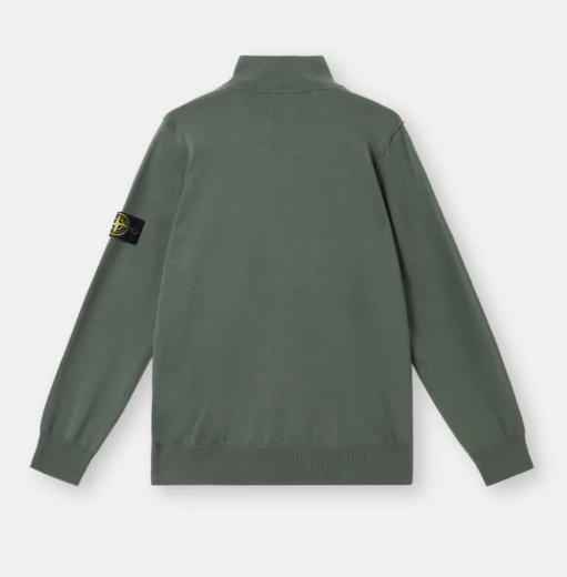 STONE ISLAND 柔軟的有機棉 小卷細節半拉鍊毛衣  JUN25