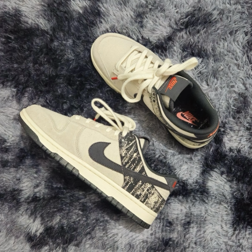 Nike Dunk Low Retro SE 斑駁米白灰 米黑 麂皮 低筒休閒鞋