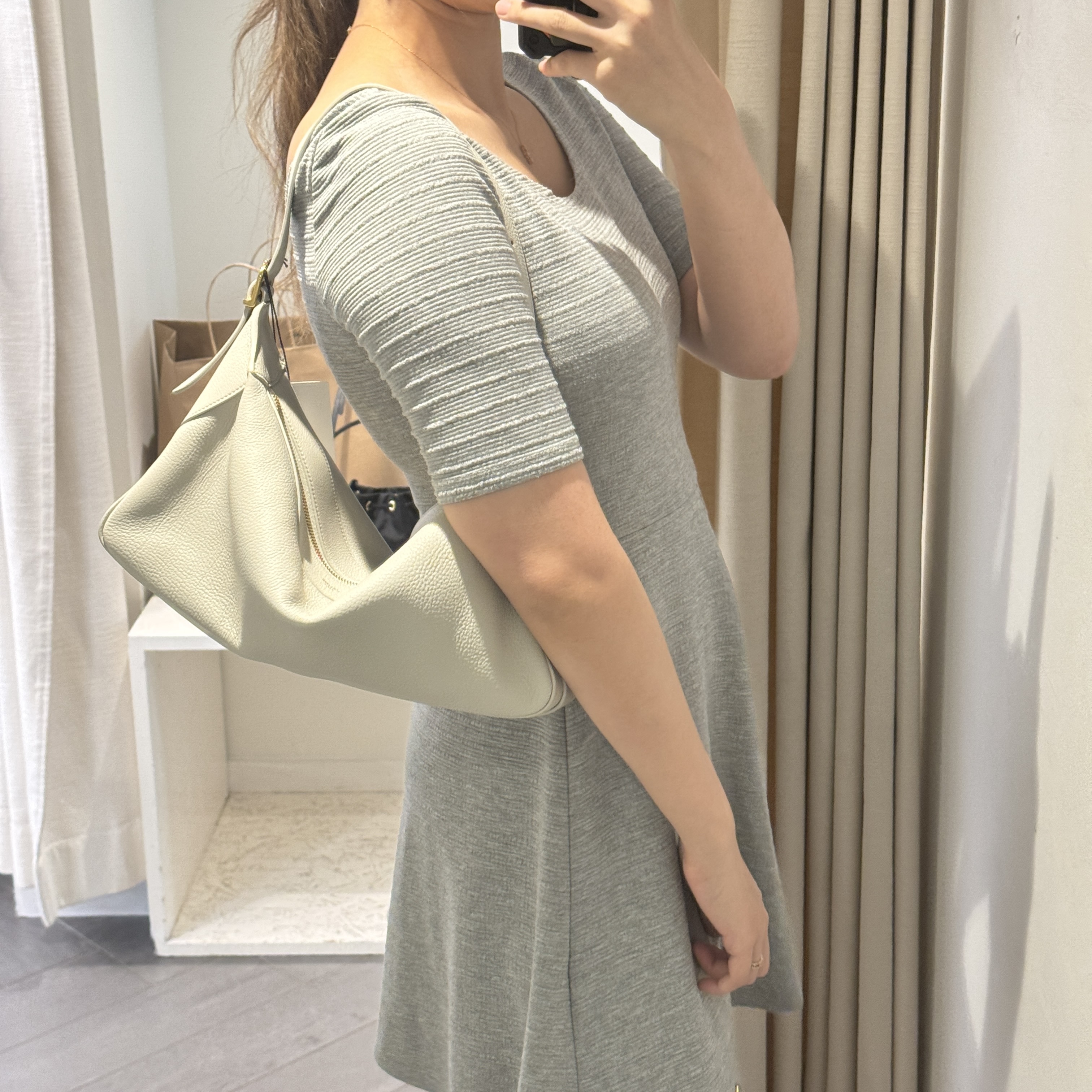 Celine Bag Supple Grainned Calfskin Medium shoulder bag Cream