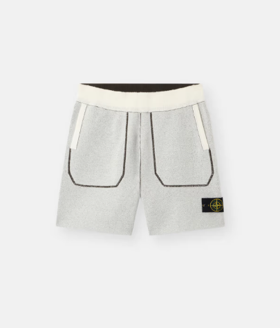STONE ISLAND 棉和尼龍雙面口袋細節舒適版型針織短褲   JUN25