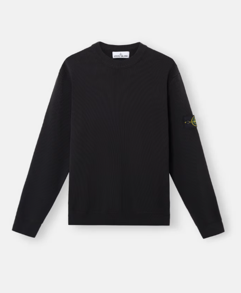 STONE ISLAND 羅紋柔軟的有機棉圓領針織毛衣   JUN25