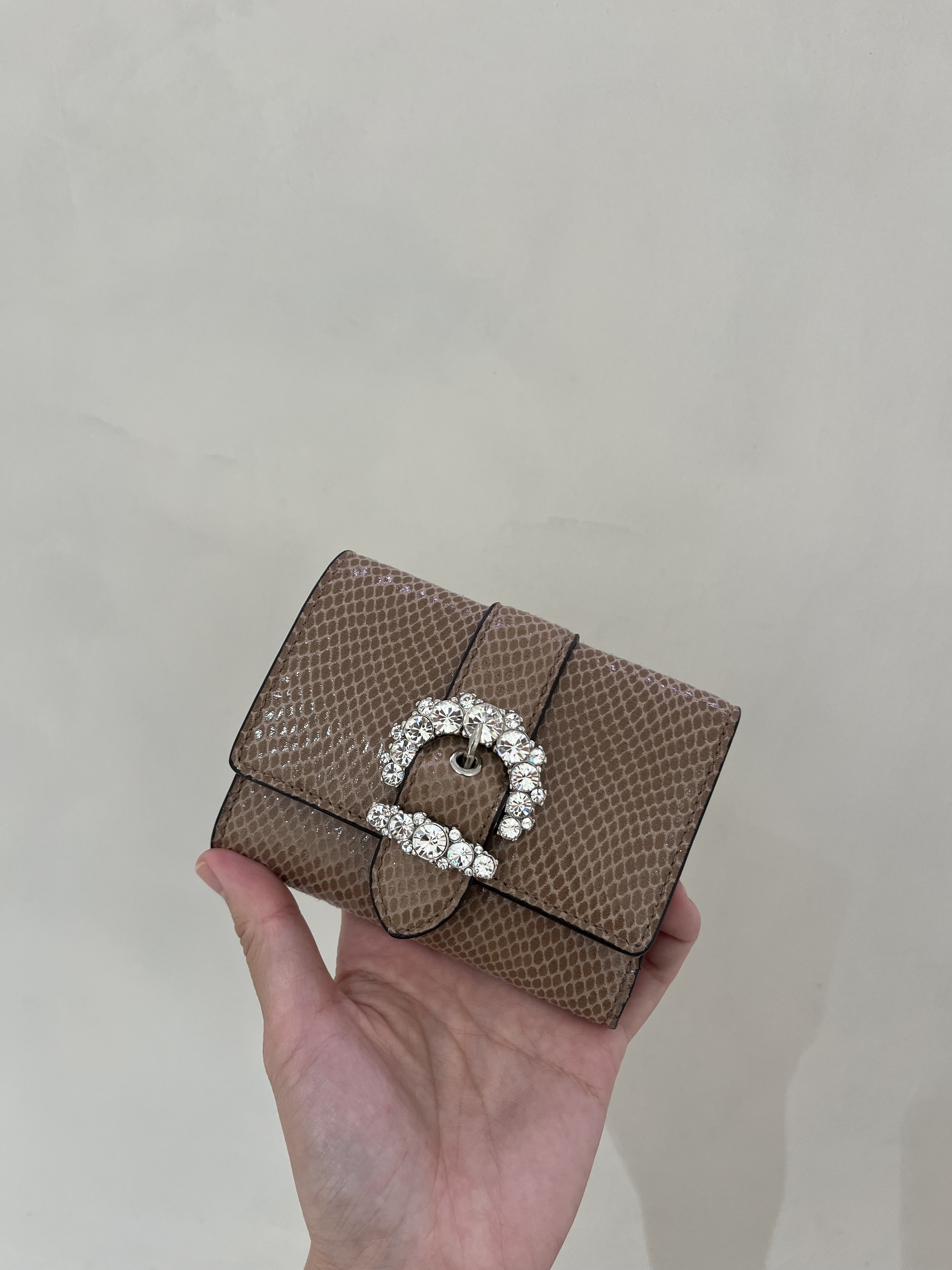Jimmychoo Lizard Printed Cheri Wallet powder