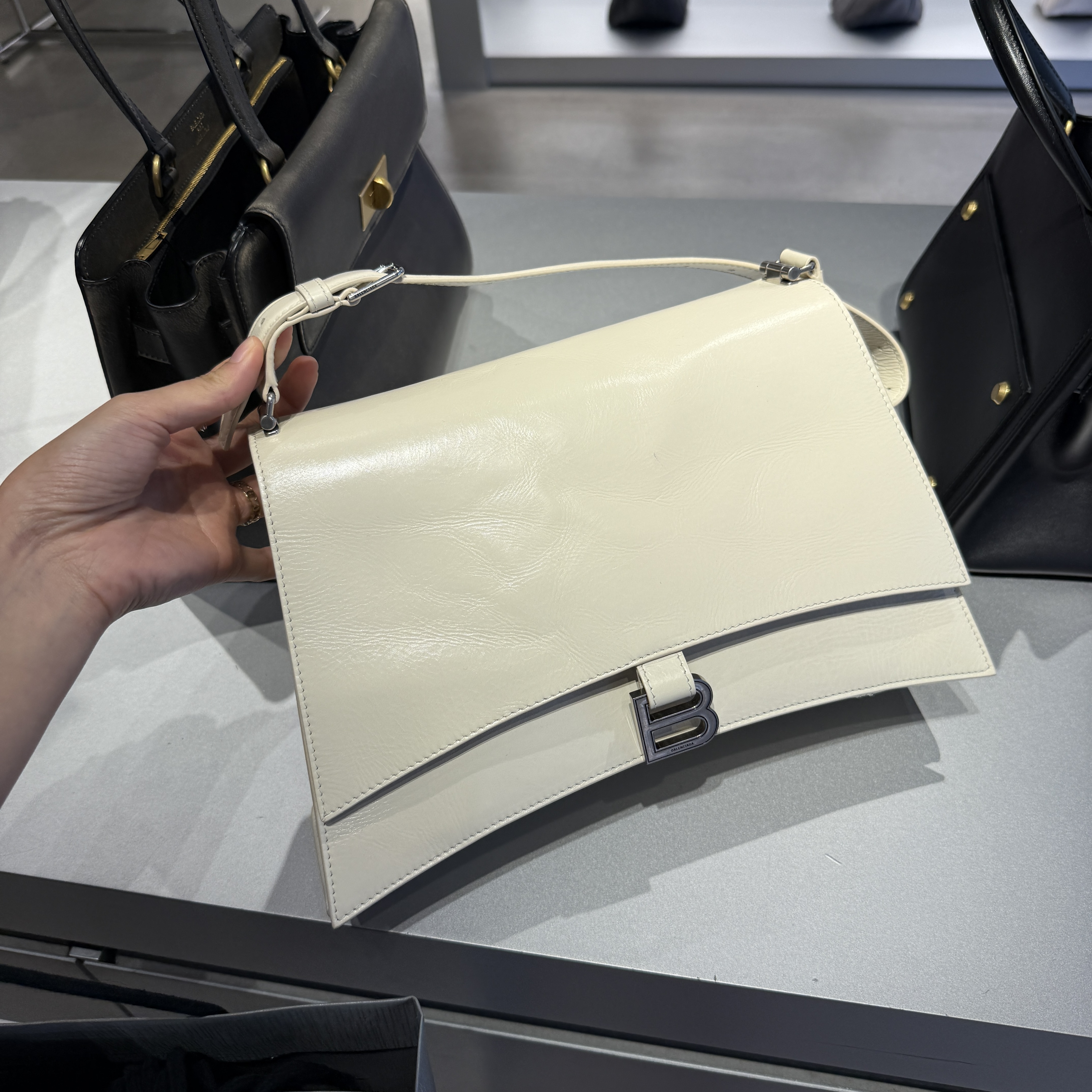 Balenciaga Crush Calf Sling bag Pearl Cream