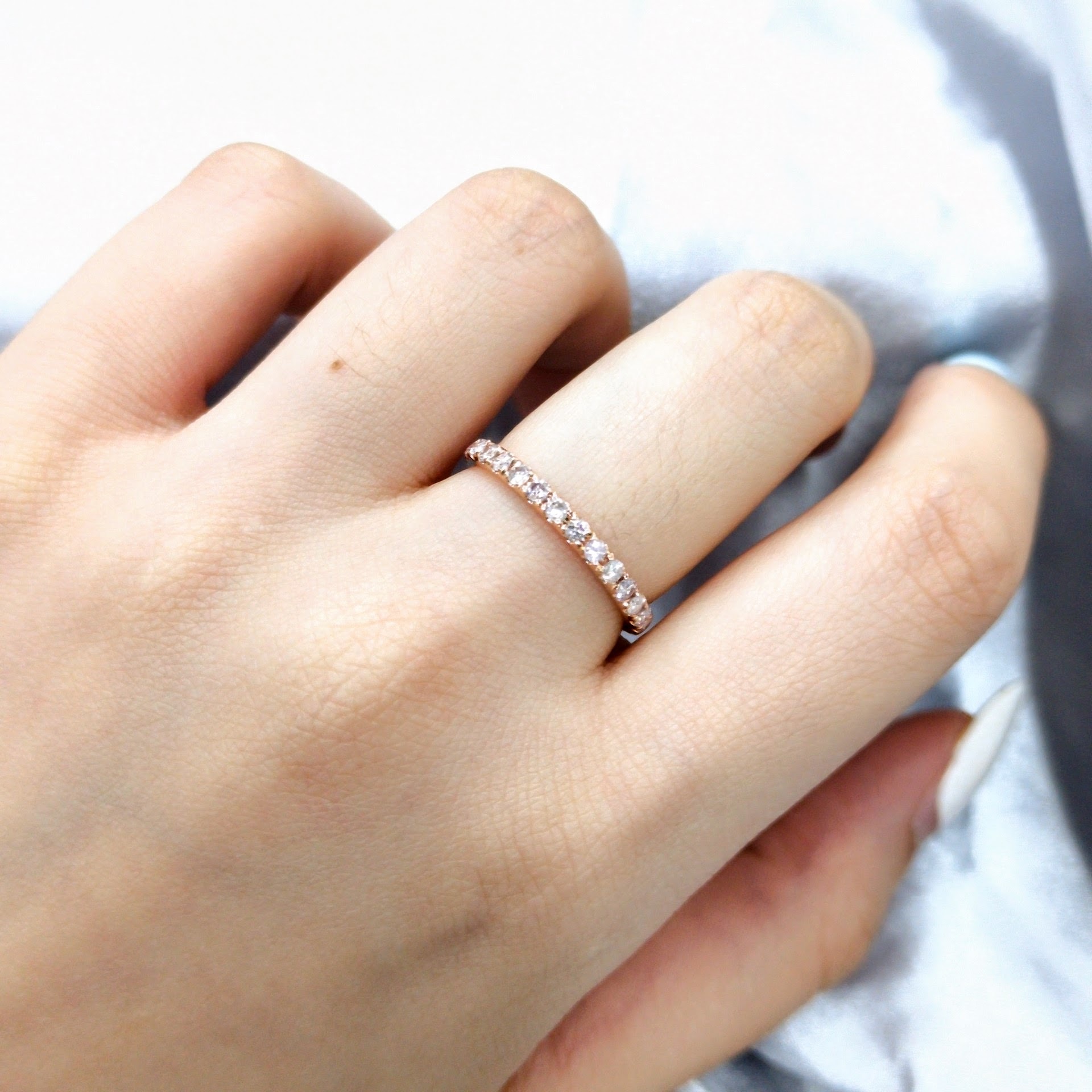 18K Rose Gold 0.65ct Fancy Pink Diamond Eternity Ring