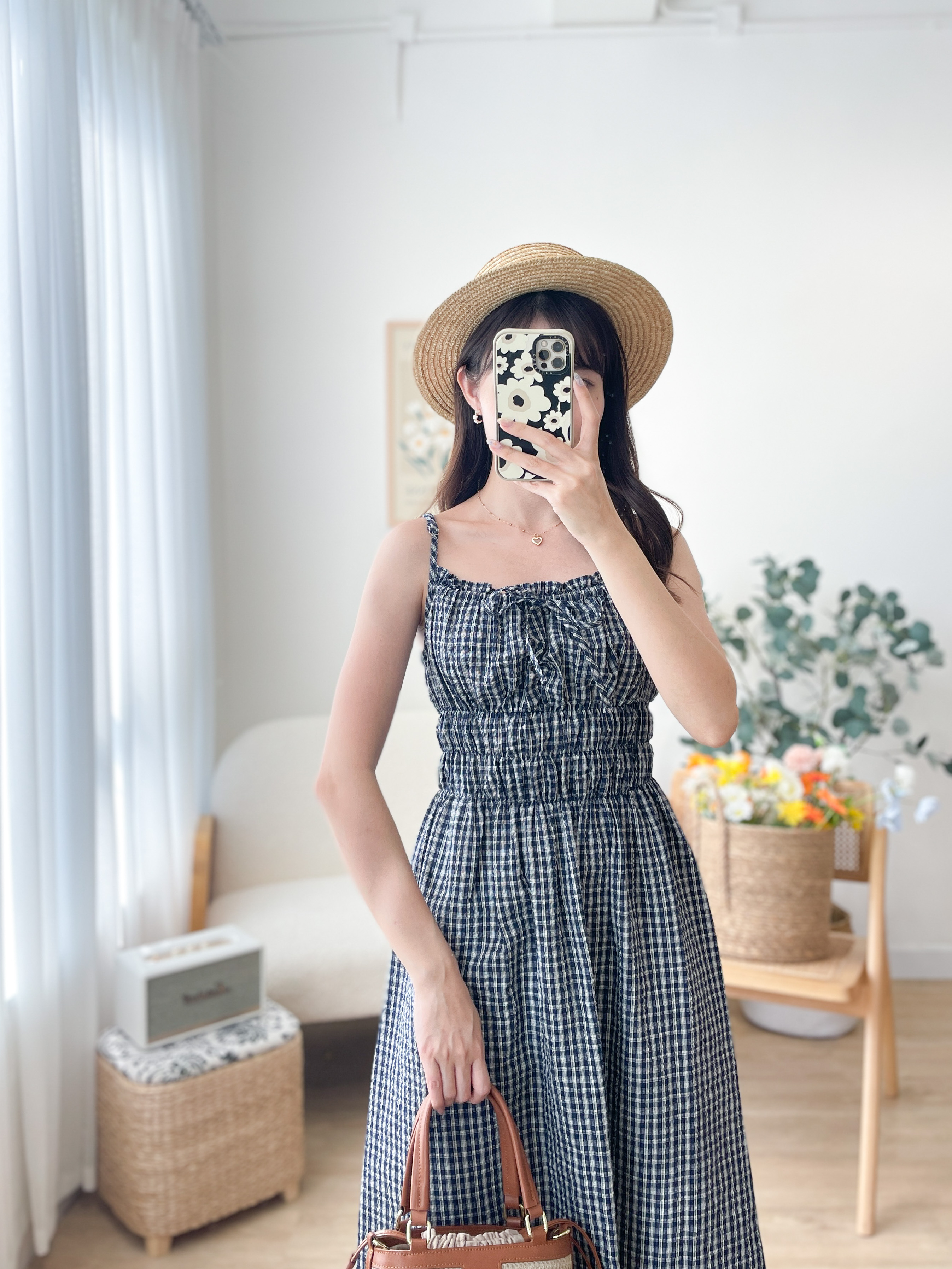 OP649 Honey Checkered Slip Dress