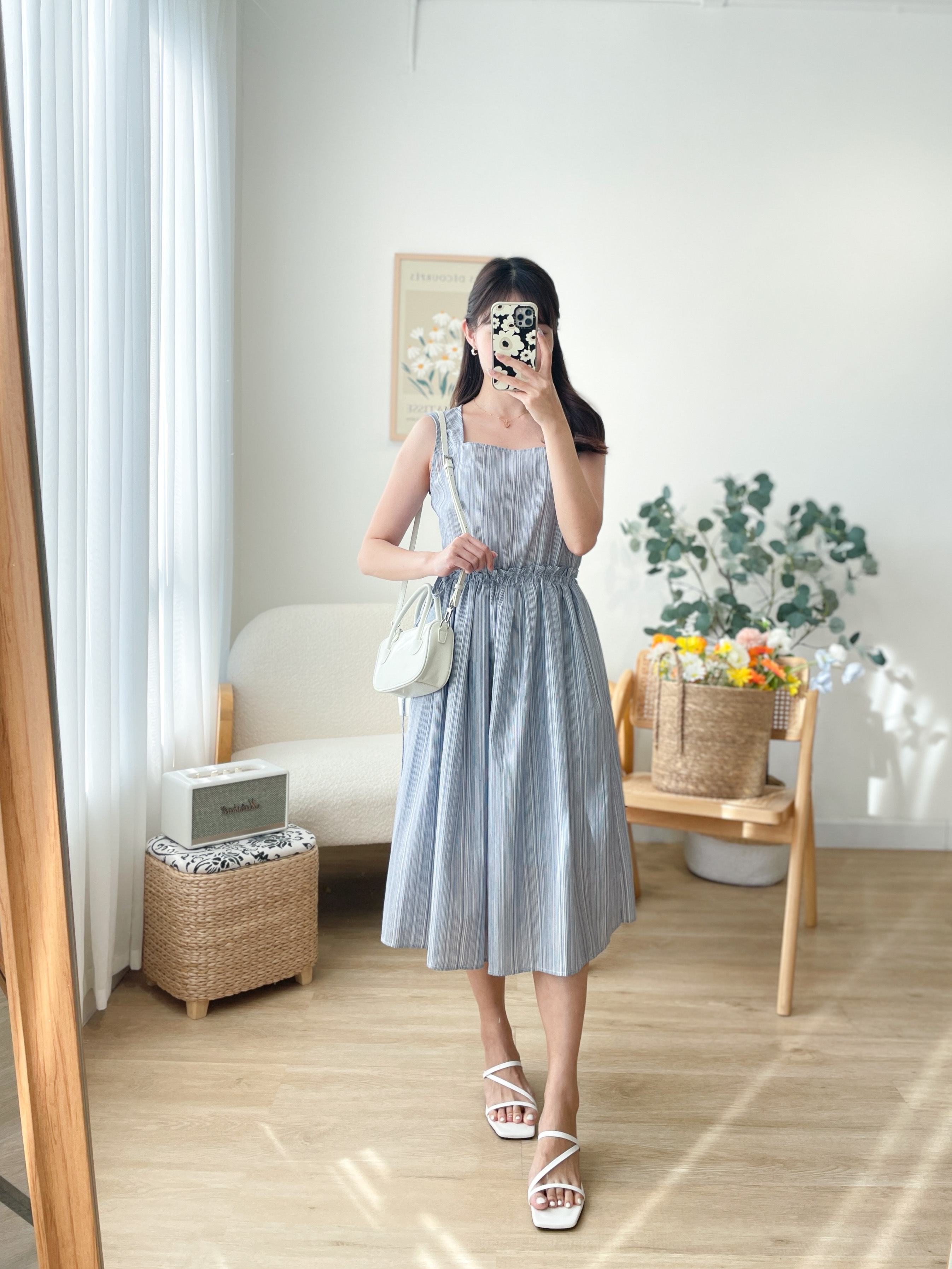 OP651 Navy Striped Long Dress