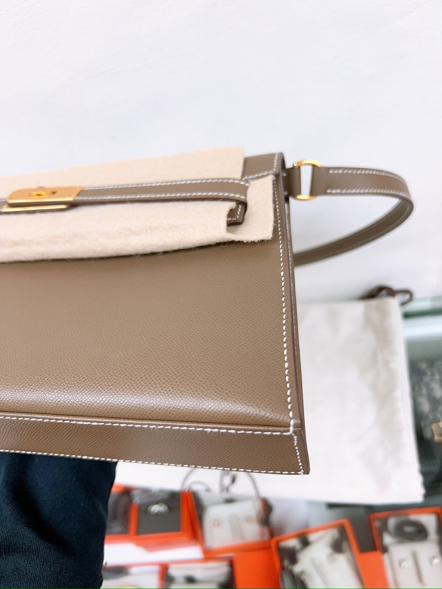 Hermes kelly elan / etoupe ghw/ stamp b