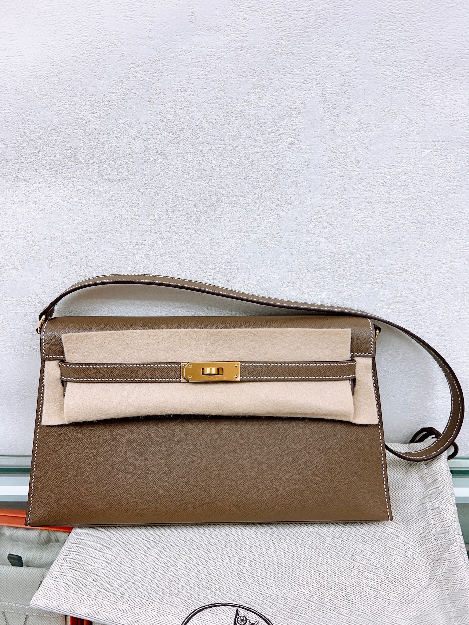 Hermes kelly elan / etoupe ghw/ stamp b