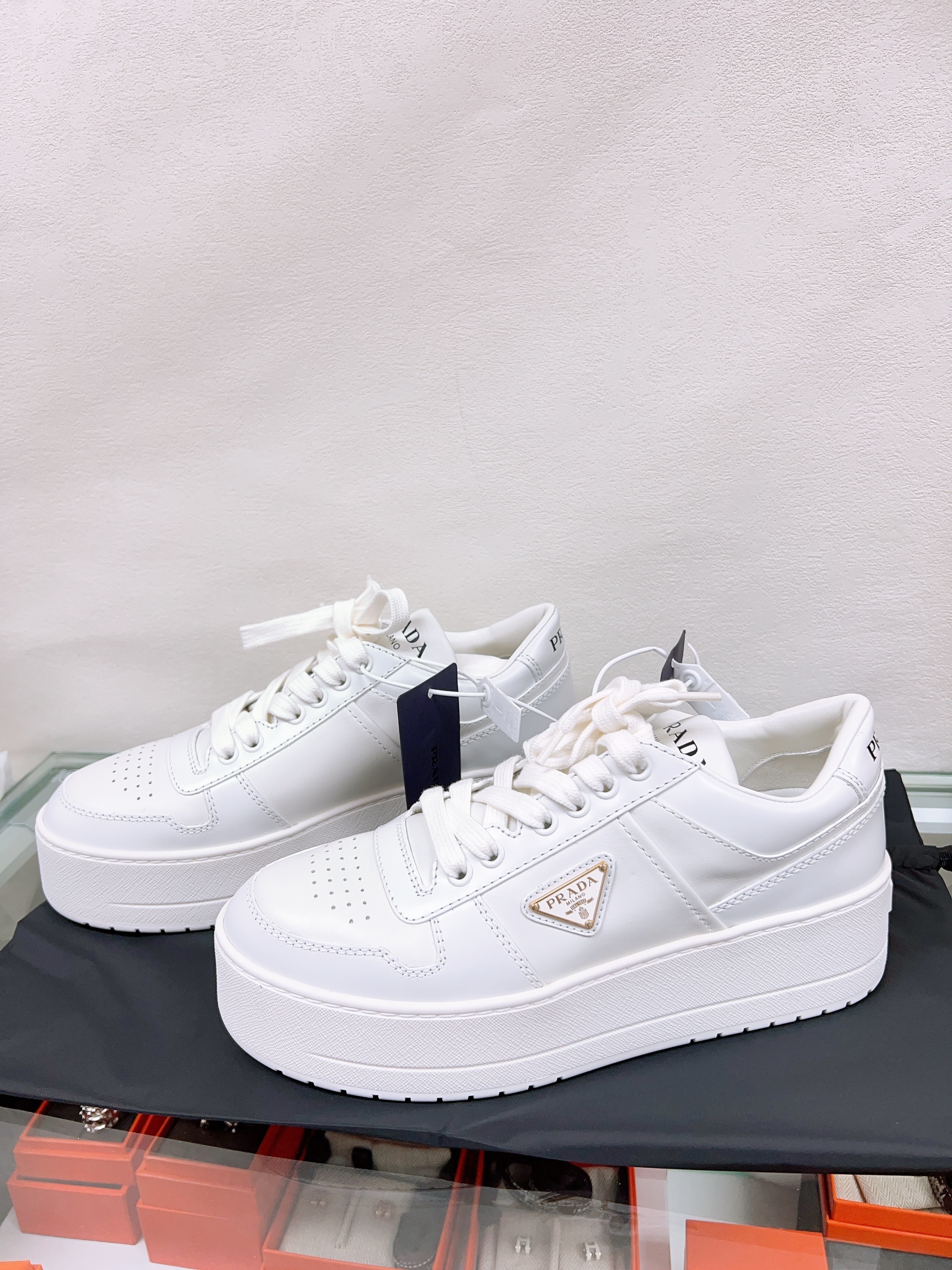 *Unused* Prada downtown sneakers white (size 38)