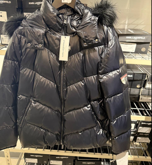 [U] KARL LAGERFELD BLACK WOMEN'S STORM CUFF FAUX FUR TRIM JACKET, LWOMD525-BLK (UKL55)