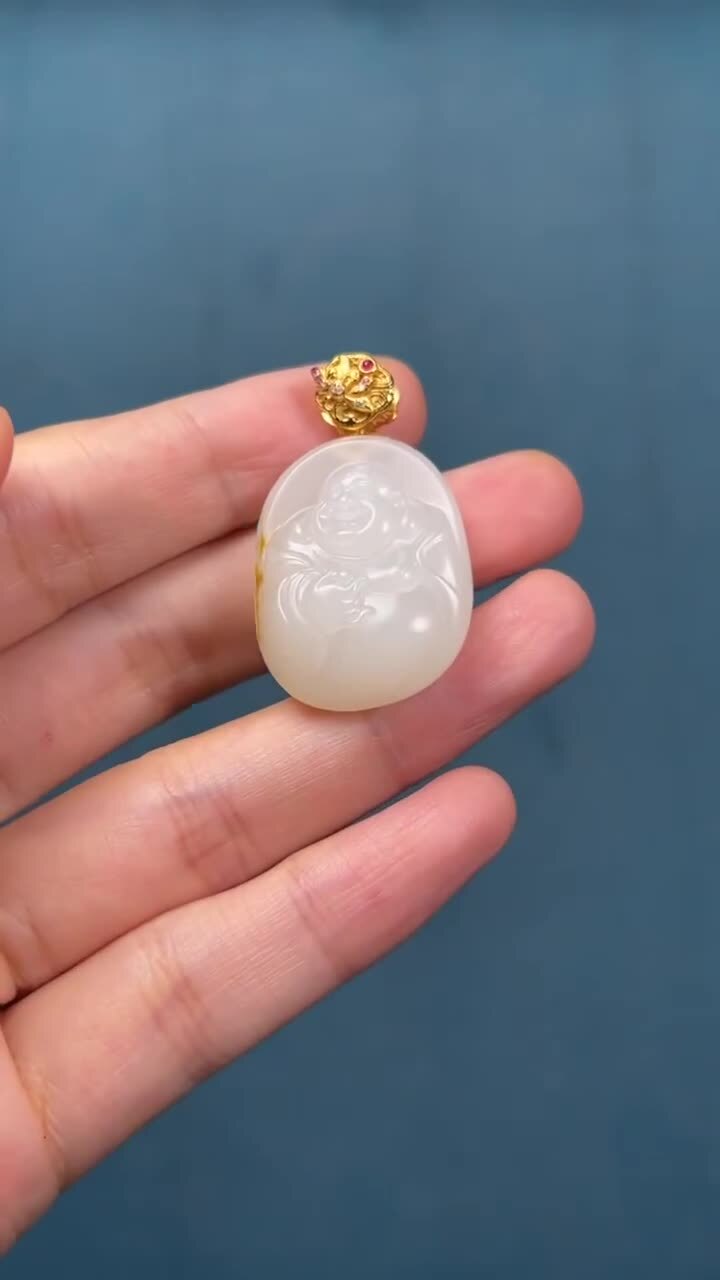 和田玉籽料笑佛,天然和田玉軟玉