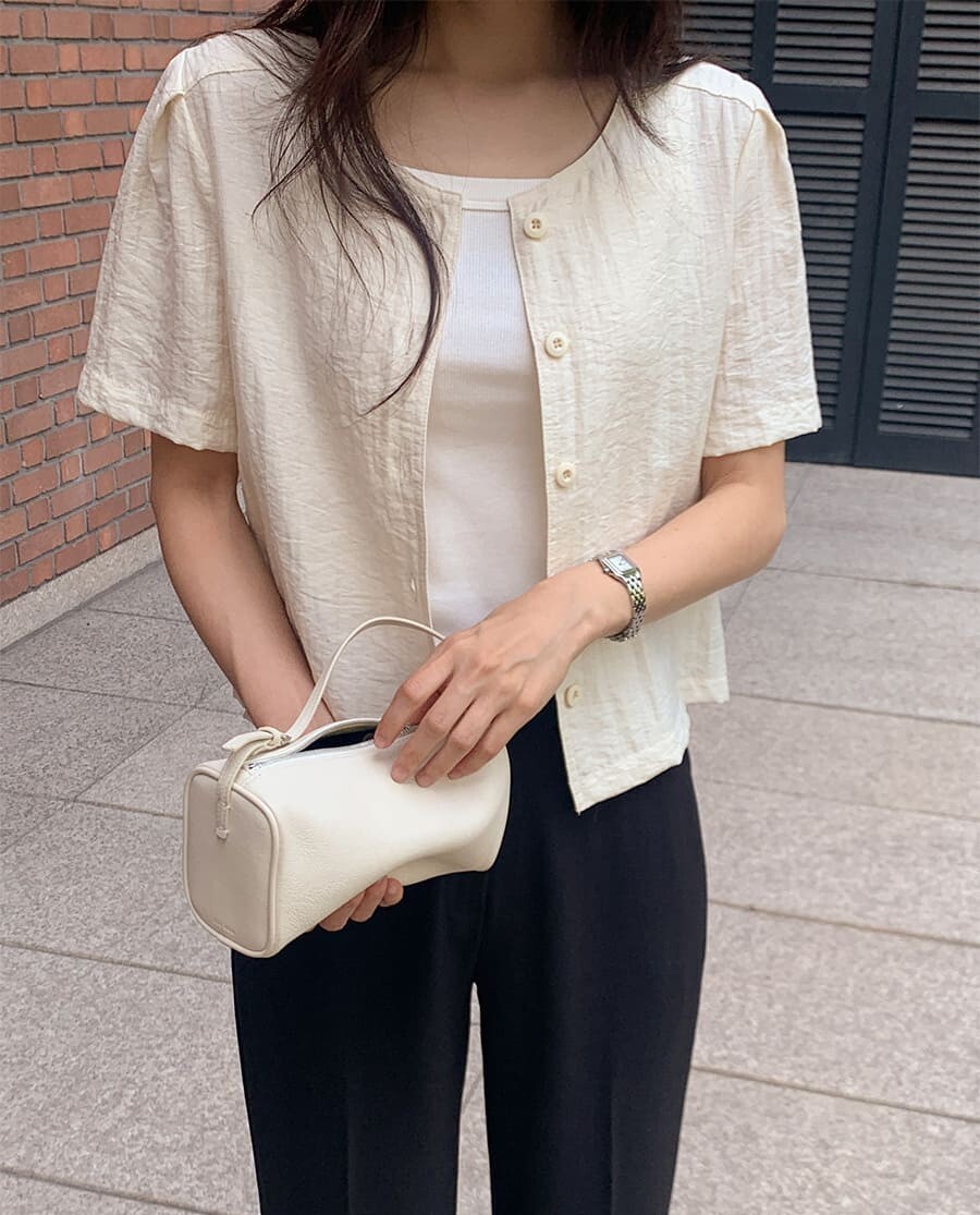 韓國Cherrykoko授權 夏日晨曦壓紋排釦短袖外套