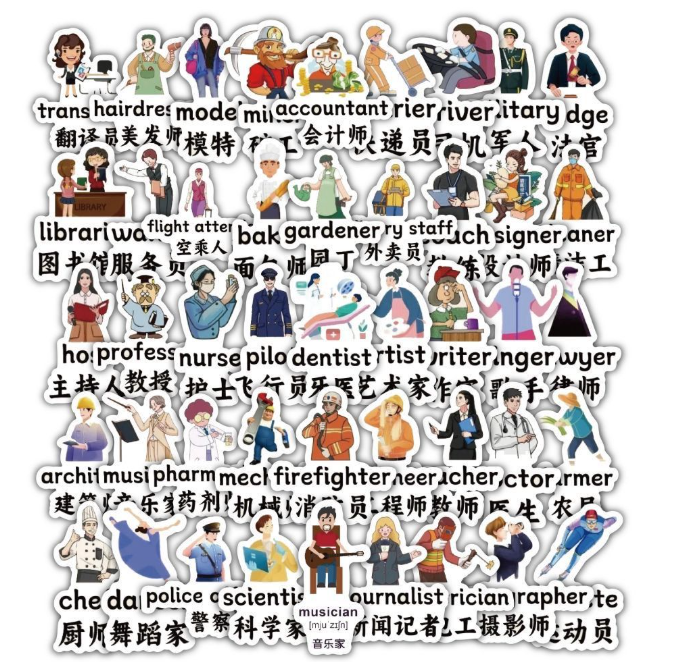 职业名称英语贴纸