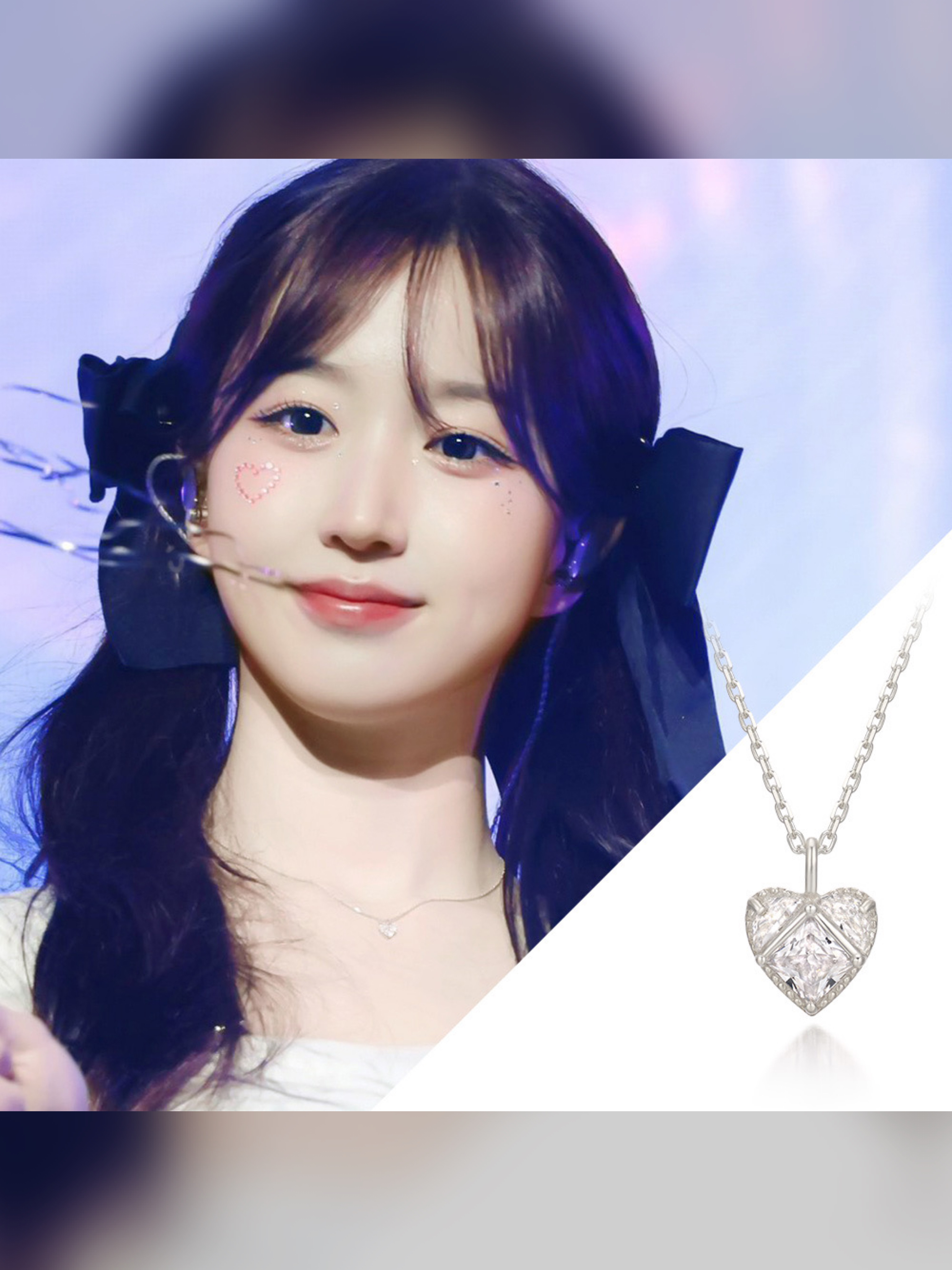 韓國WING BLING授權 925純銀晶透幾何心鑽項鍊（Minnie、薇娟、海嫄同款）