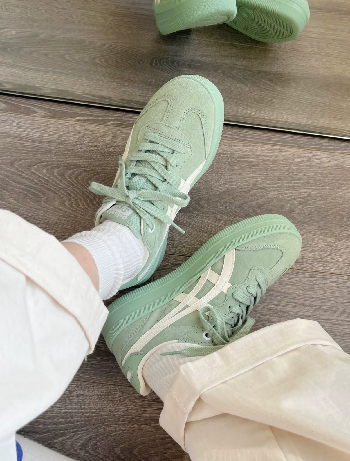 Onitsuka Tiger Tokuten Chunk 鬼塚虎 蒂芬妮綠 薄荷綠 奶綠色 綠色 厚底 增高 麂皮 德訓鞋 1183C426-300/預購