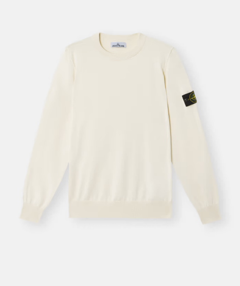 STONE ISLAND 柔軟的有機棉小號捲邊圓領毛衣   JUN25