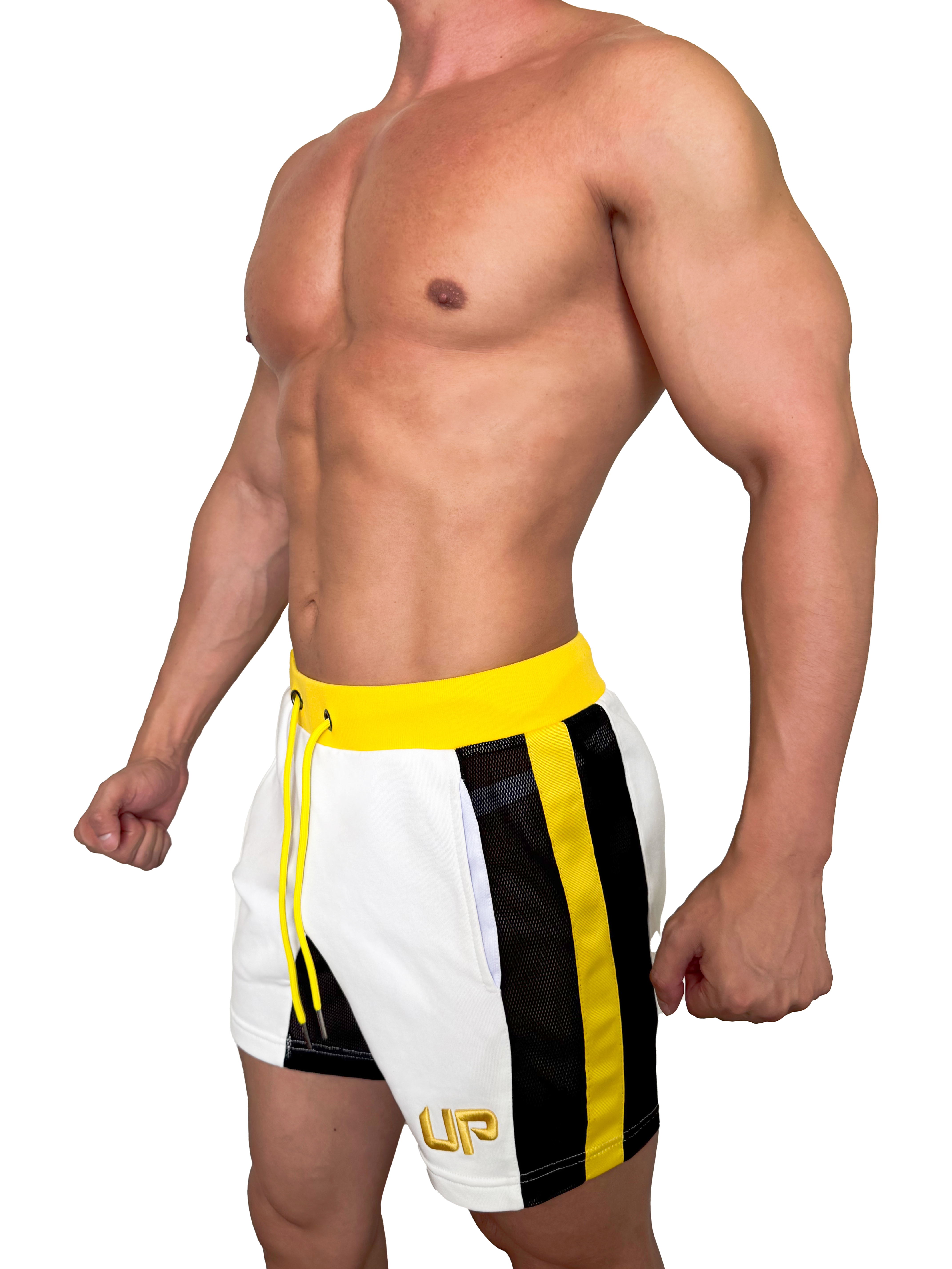 2026 再度回歸 - UP For Fun Cross 透視棉短褲 米白/鮮黃