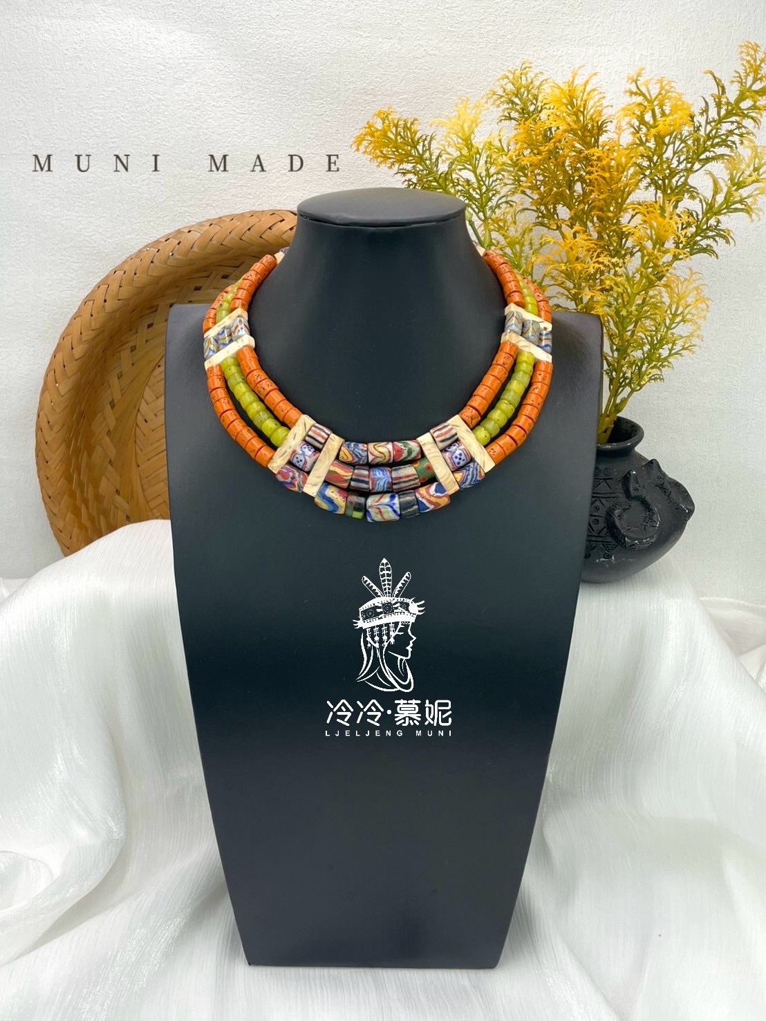 M-No.67傳統花珠三排頸鍊38cm