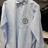 [S] TOMMY HILFIGER KEEPSAKE BLUE WOMEN'S RELAXED FIT CASTLE LOGO STRIPE SHIRT, XW05475-400 (STH1365)