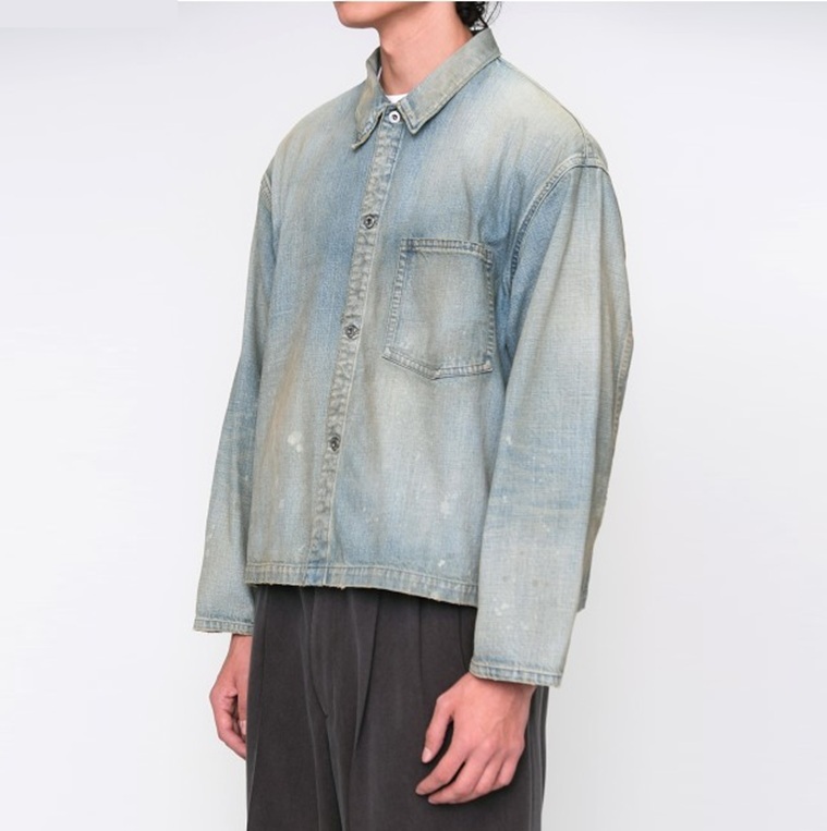 10/10 RE-STOCK: A.PRESSE 2025 S/S VINTAGE US NAVY DENIM JACKET (25AAP-01-43) BLEACH - PRE ORDER ITEM (預訂中)