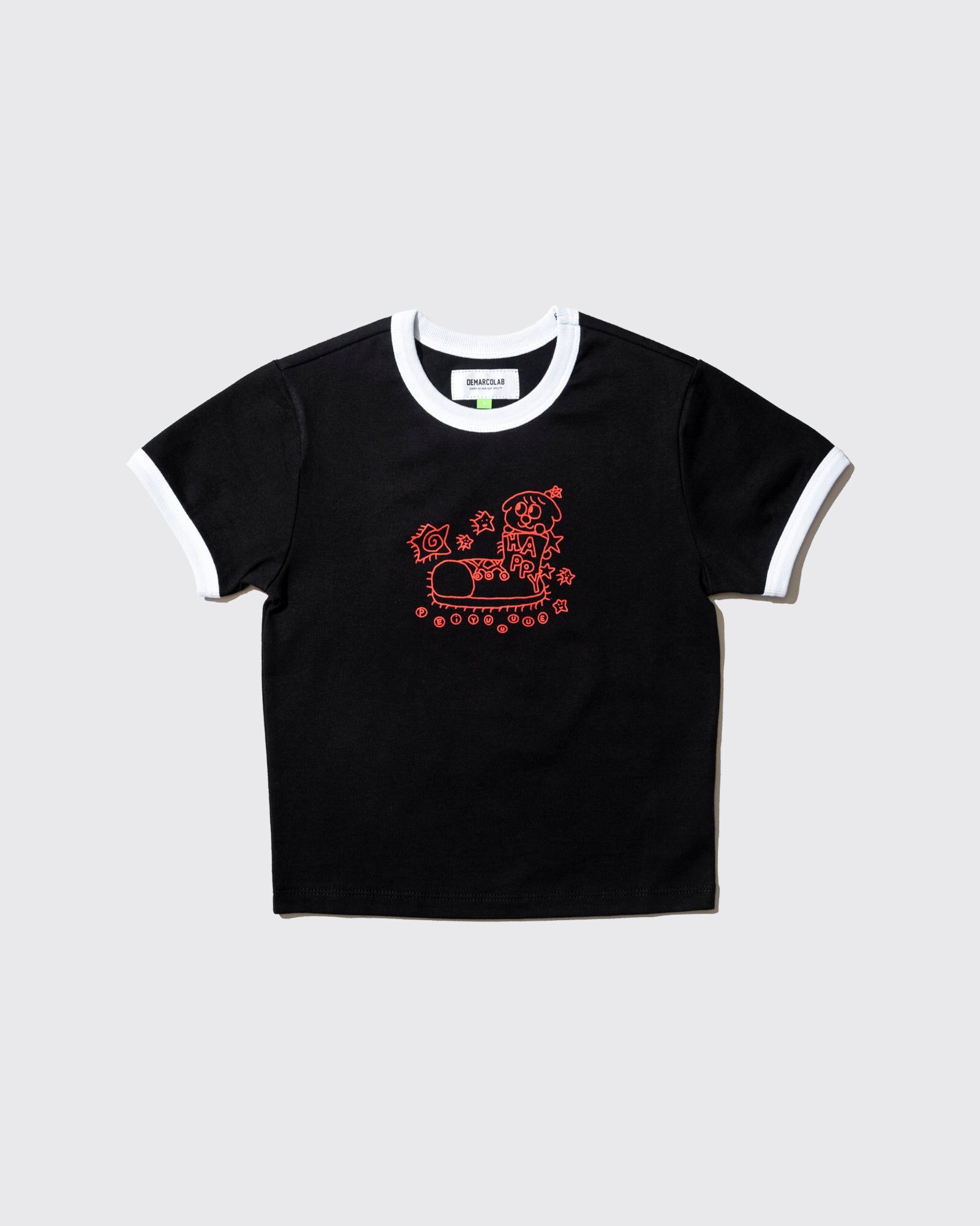Demarcolab｜Happy Mini Ringer Tee ''Black''