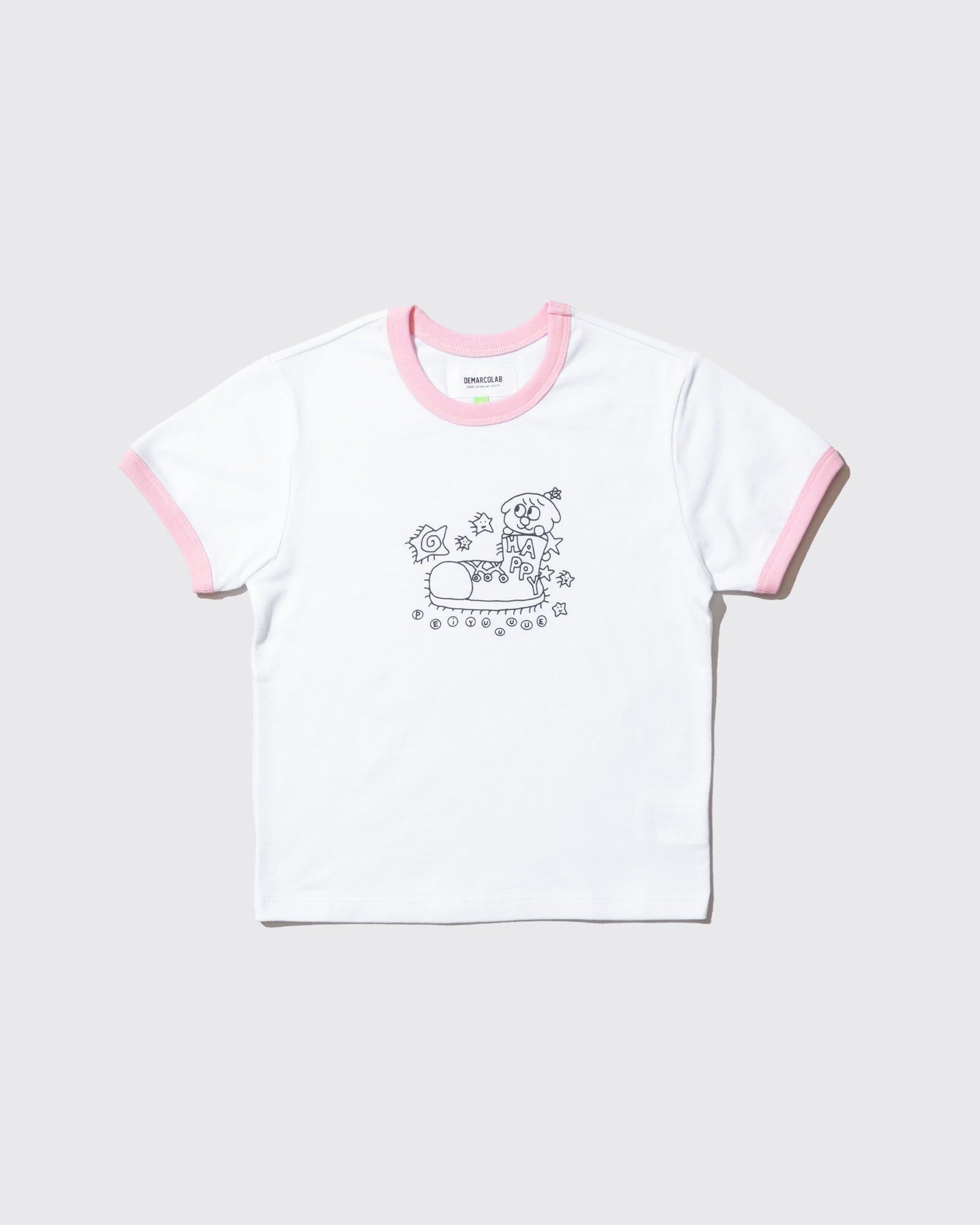 Demarcolab｜Happy Mini Ringer Tee ''White''