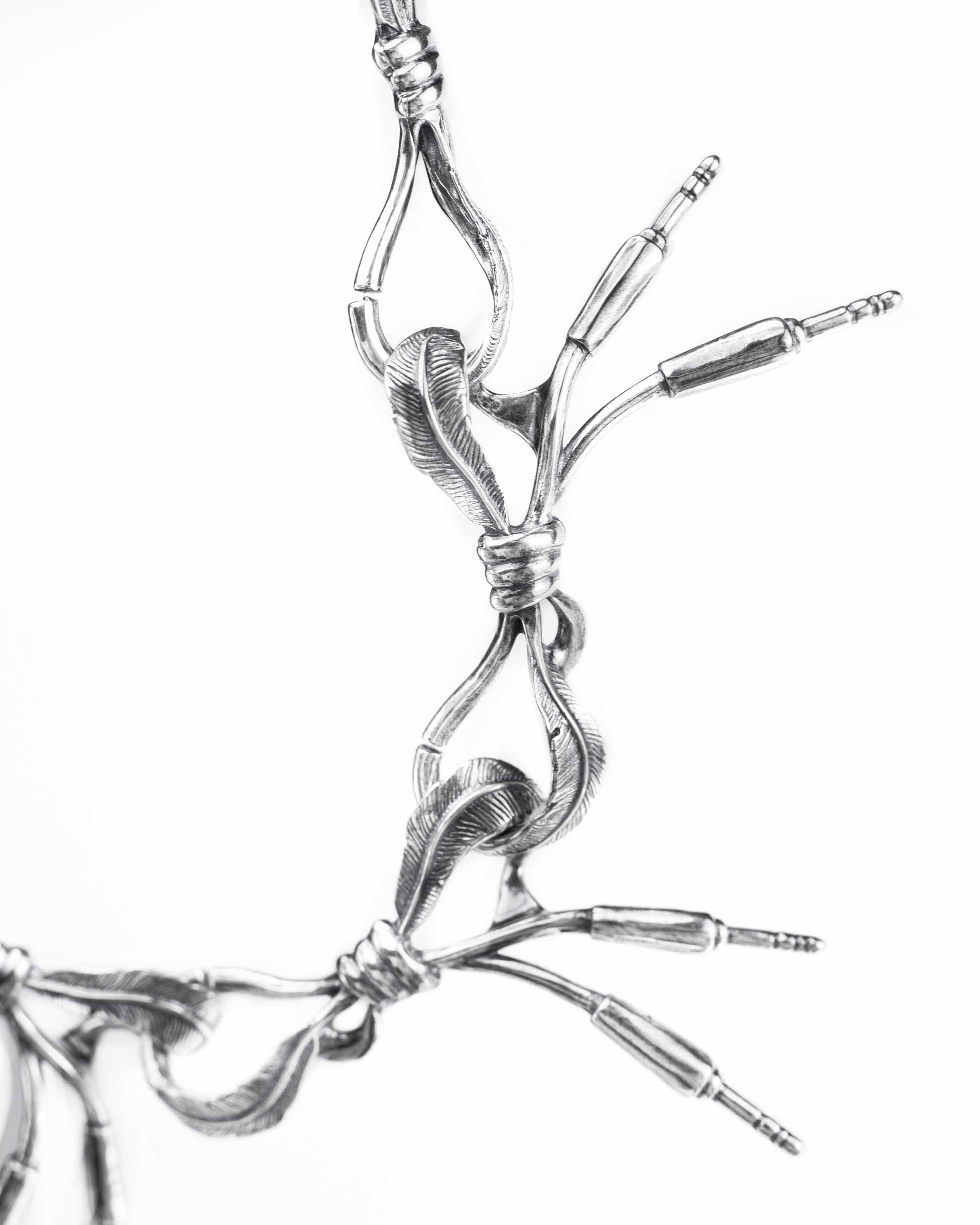 RECOVERY 完形羽線皮編項鍊 古銀色