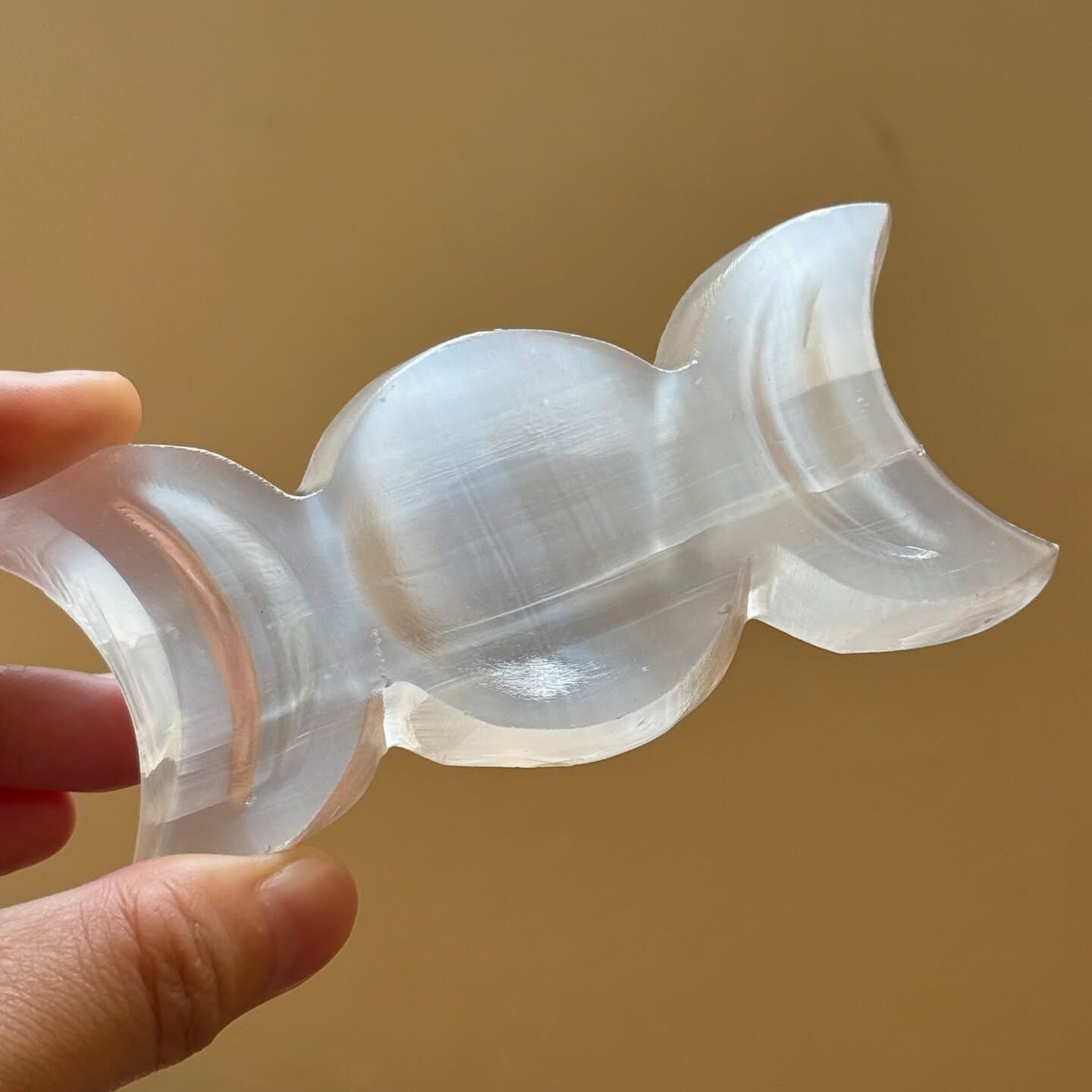 [原石] 透石膏 三相月 淨化盤