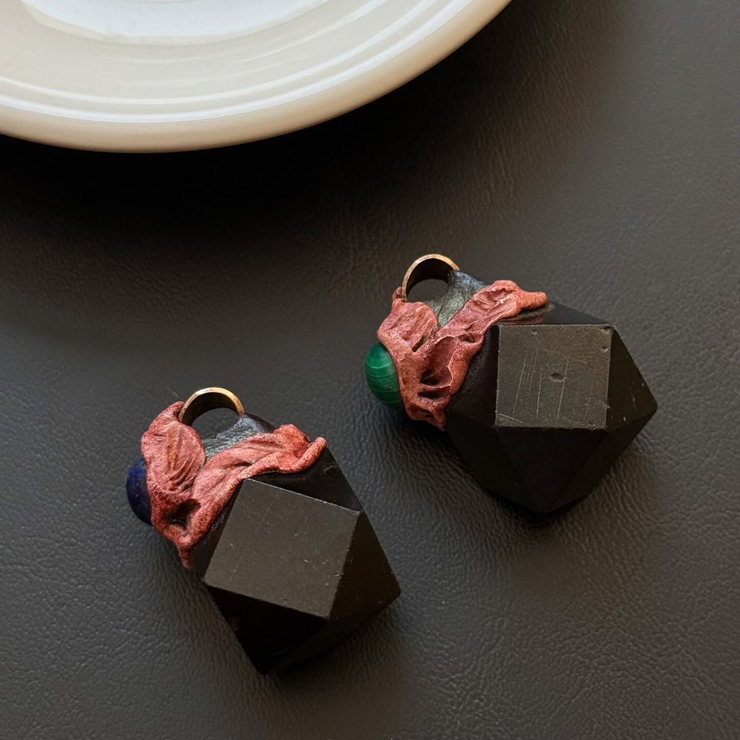 [原石] 水晶項鍊吊墜 黑曜石項鍊 軟陶製