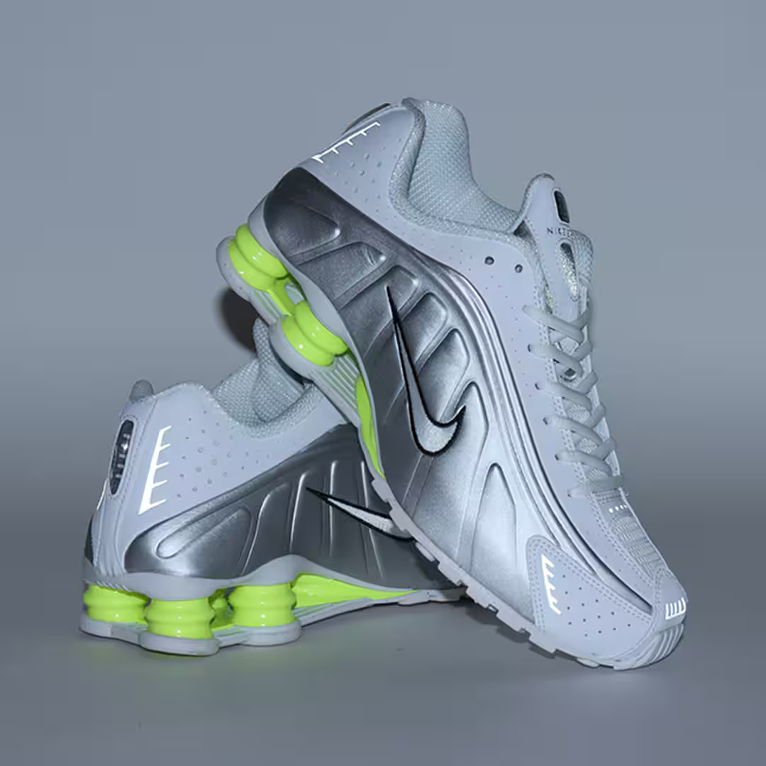 Nike Shox R4 “White/Metallic Silver” Voit 彈簧鞋 休閒跑步鞋 灰銀/螢光綠 女鞋有男段 AR3565-102