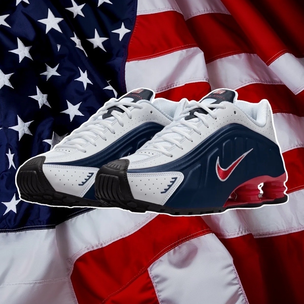 Nike Shox R4 USA 美國隊長 藍紅白 氣墊 彈簧鞋 休閒跑步鞋 HQ1988-400