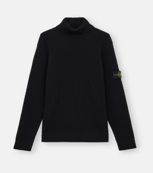 STONE ISLAND 全羅紋 RWS 羊毛 Band 圖案高領毛衣   JUN25