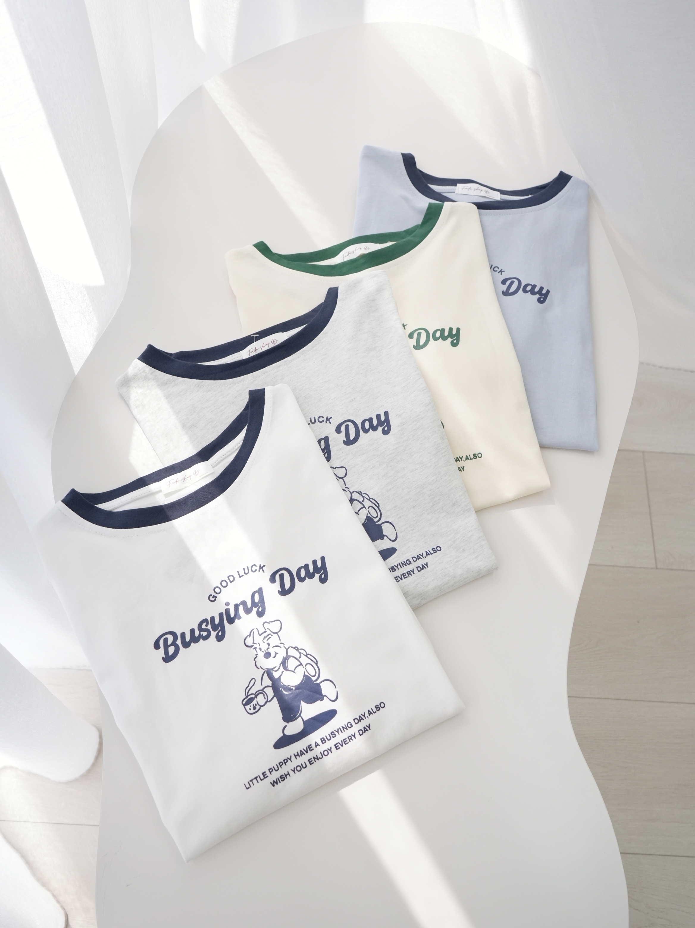 法朵Fado shop｜撞領邊咖啡狗狗長版T 0213199