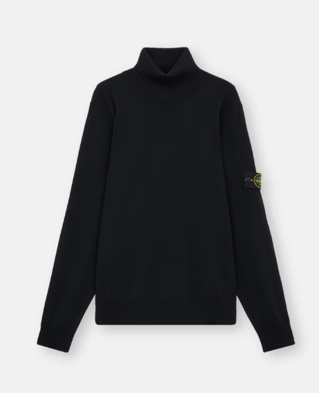 STONE ISLAND 輕質純羊毛高領針織毛衣   JUN25