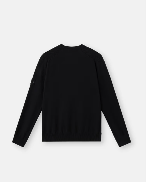 STONE ISLAND 棉質羊絨針織羅紋細節寬鬆版型圓領毛衣   JUN25