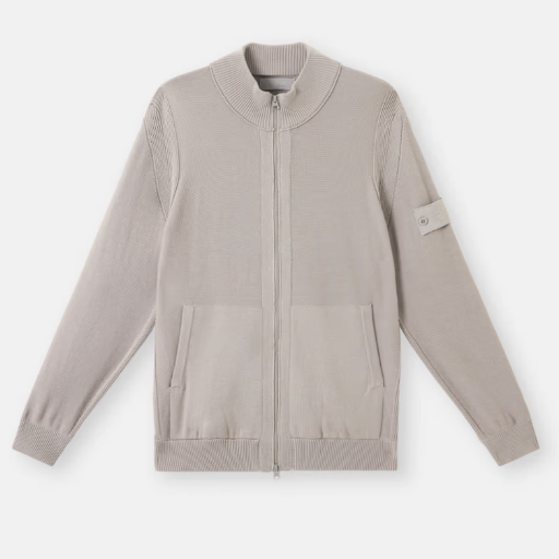 STONE ISLAND 棉質羊絨針織雙向拉鍊寬鬆開襟衫   JUN25