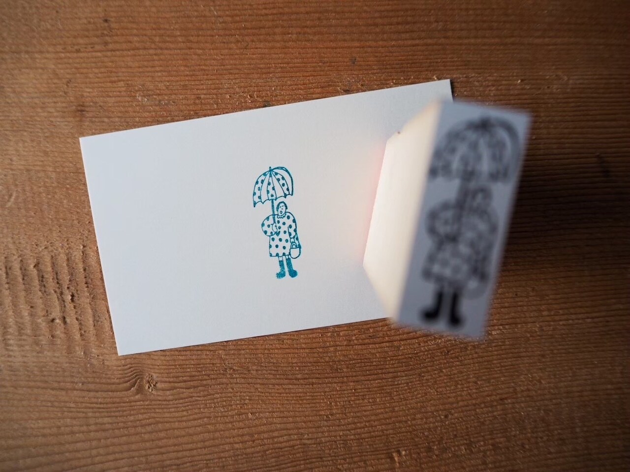 日本AZUNKO．雨の日 1.2x3cm手帳木頭印章