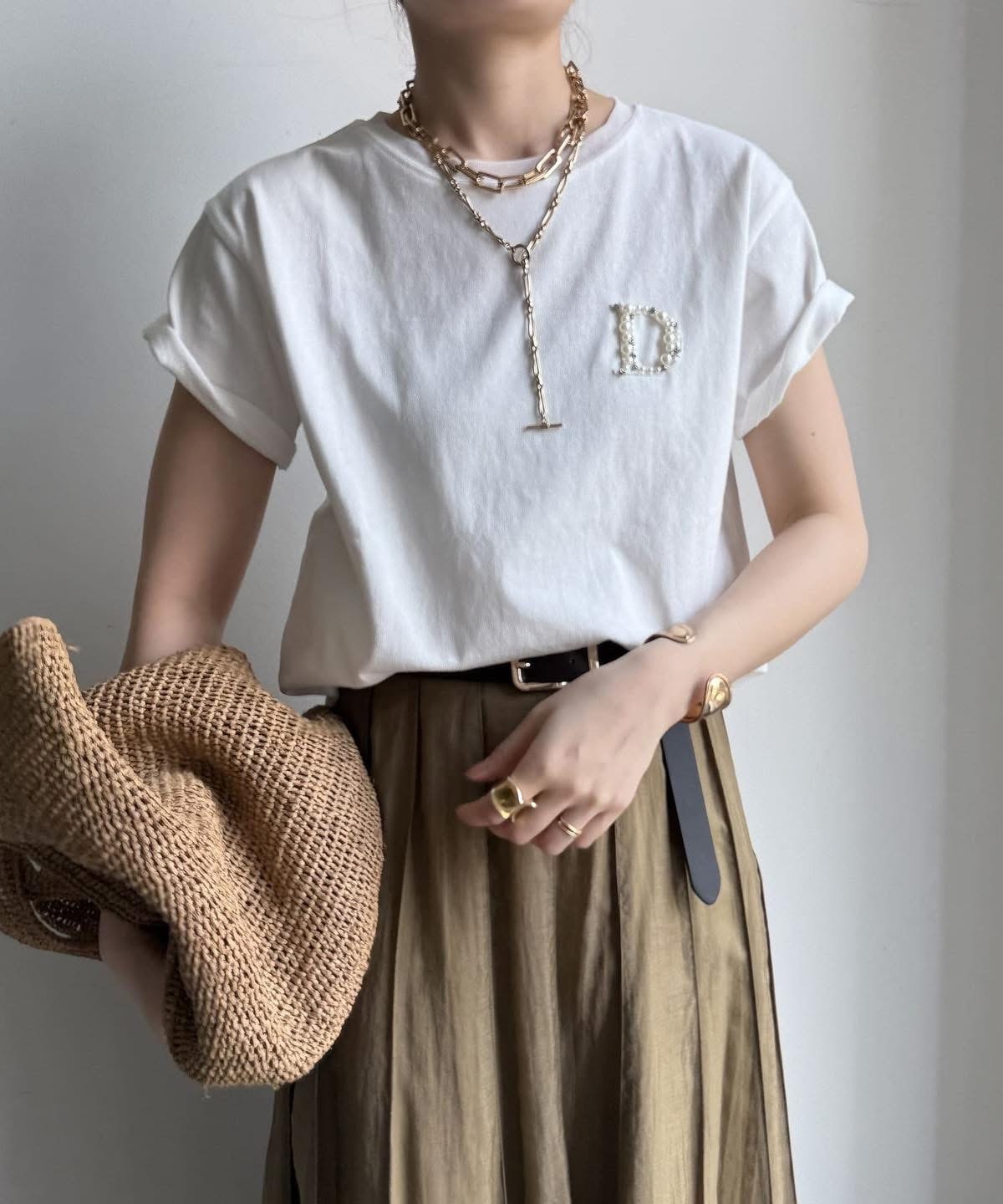 DOUDOU(ドゥドゥ)  DビジューTEE白（DDZ1051306A0016）