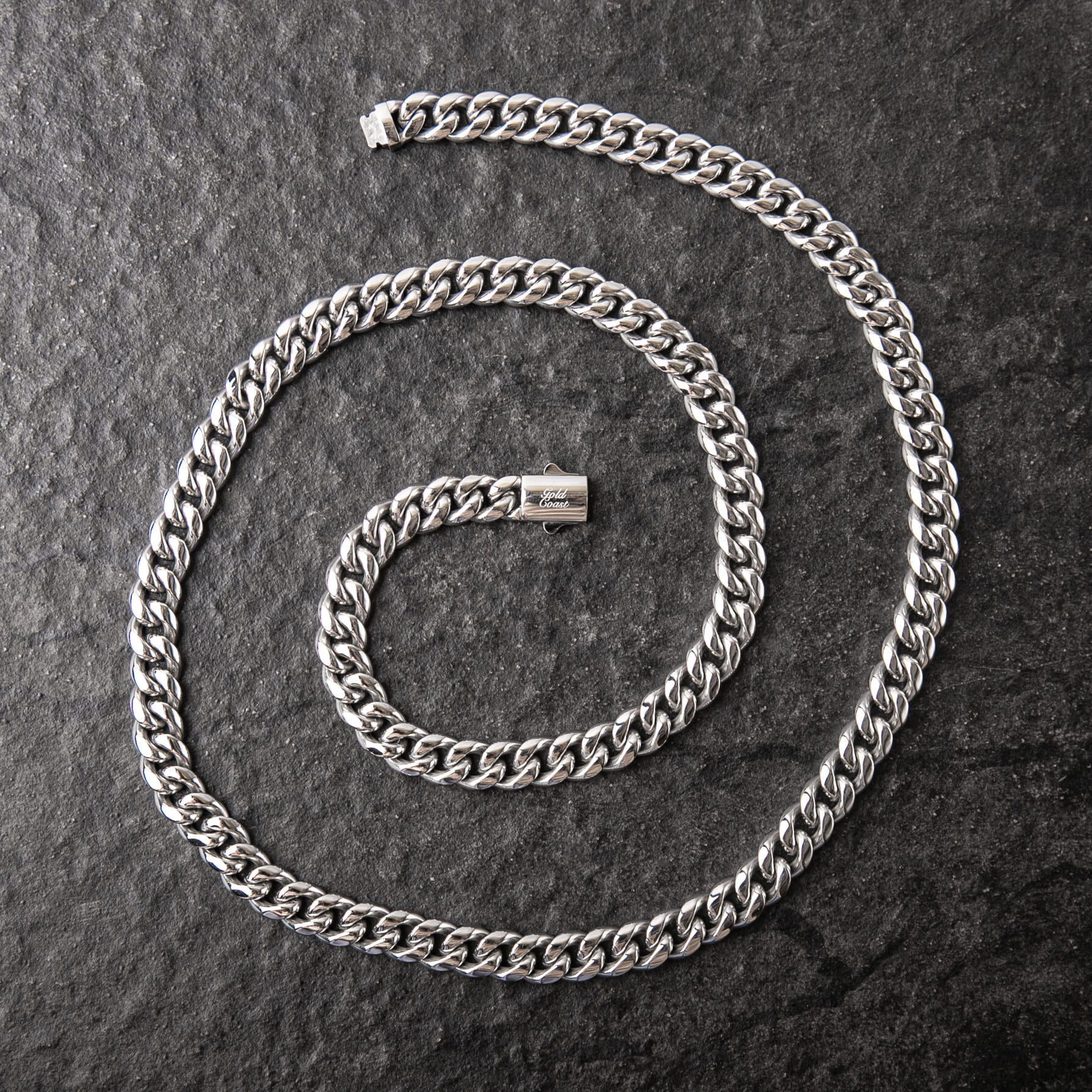 8MM彈簧扣光面古巴項鍊