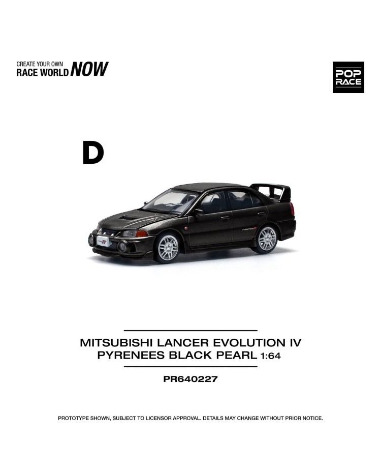 POPRACE 1/64 MITSUBISHI LANCER EVOLUTION IV PYRENEES BLACK PEARL Opening Front | Detailed Engine