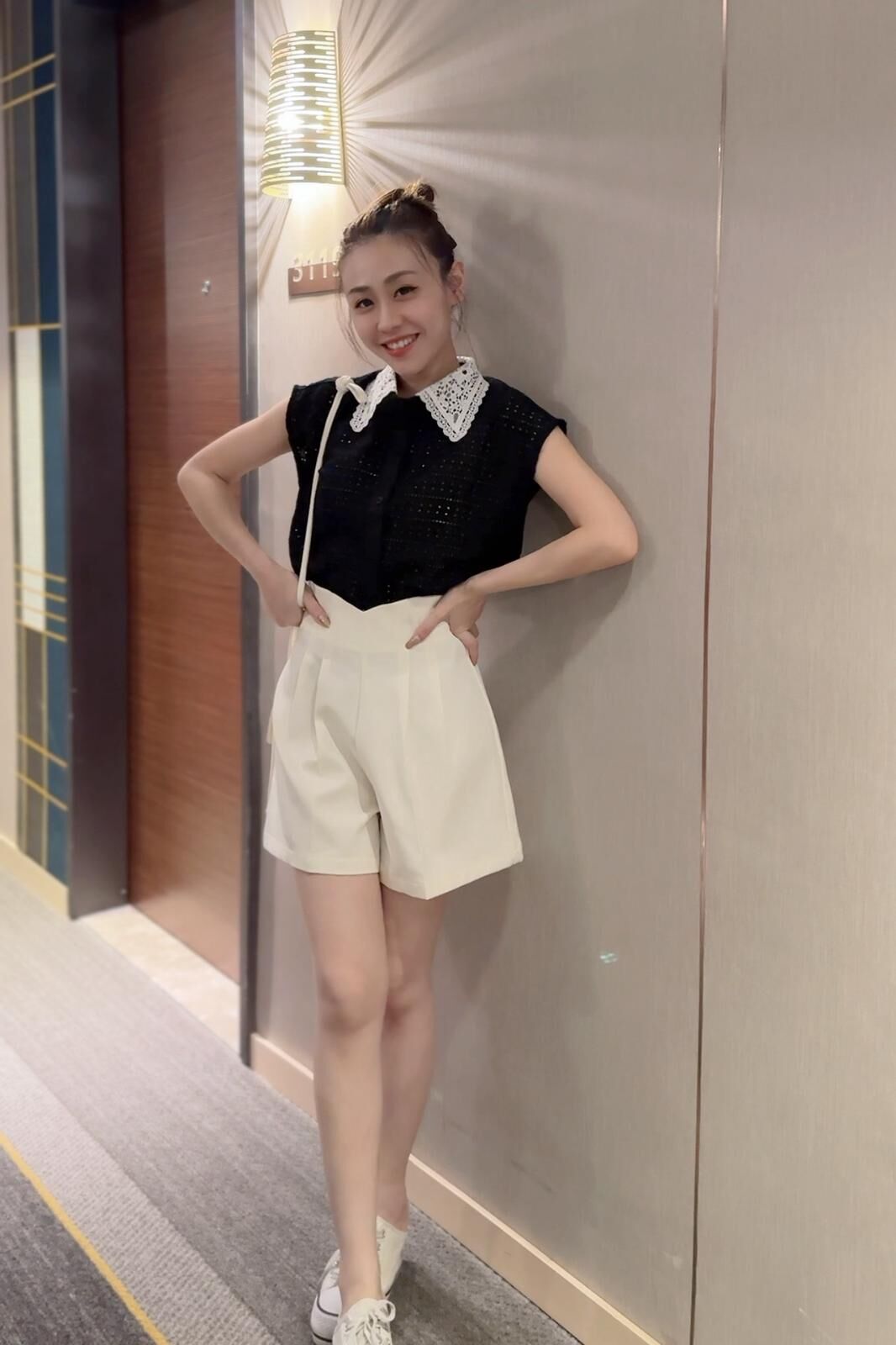 TOP#7497 🤍日系圓圈通花襯衫